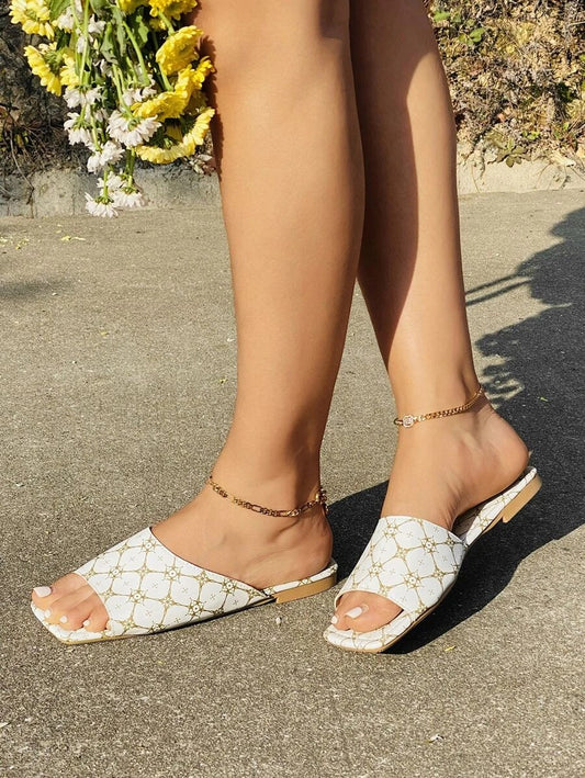 Geometric Print Slide Sandals